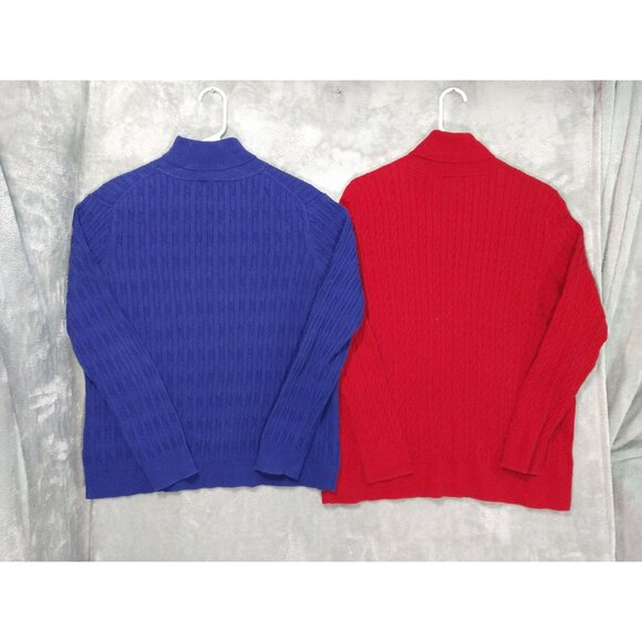Talbots Sweater Womens 1X Cotton Pullover Turtleneck Cable Neck Lot of 2 - Picture 2 of 7